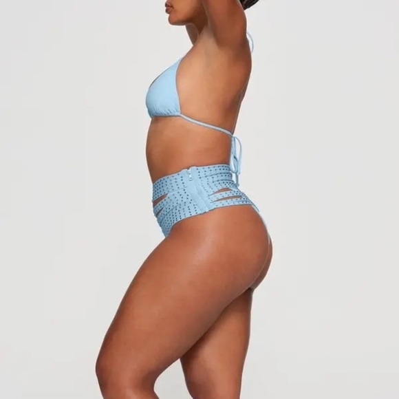 NWT SKIMS Rhinestone Swim Strappy Skirt - IRIS BLUE - Picture 6 of 7